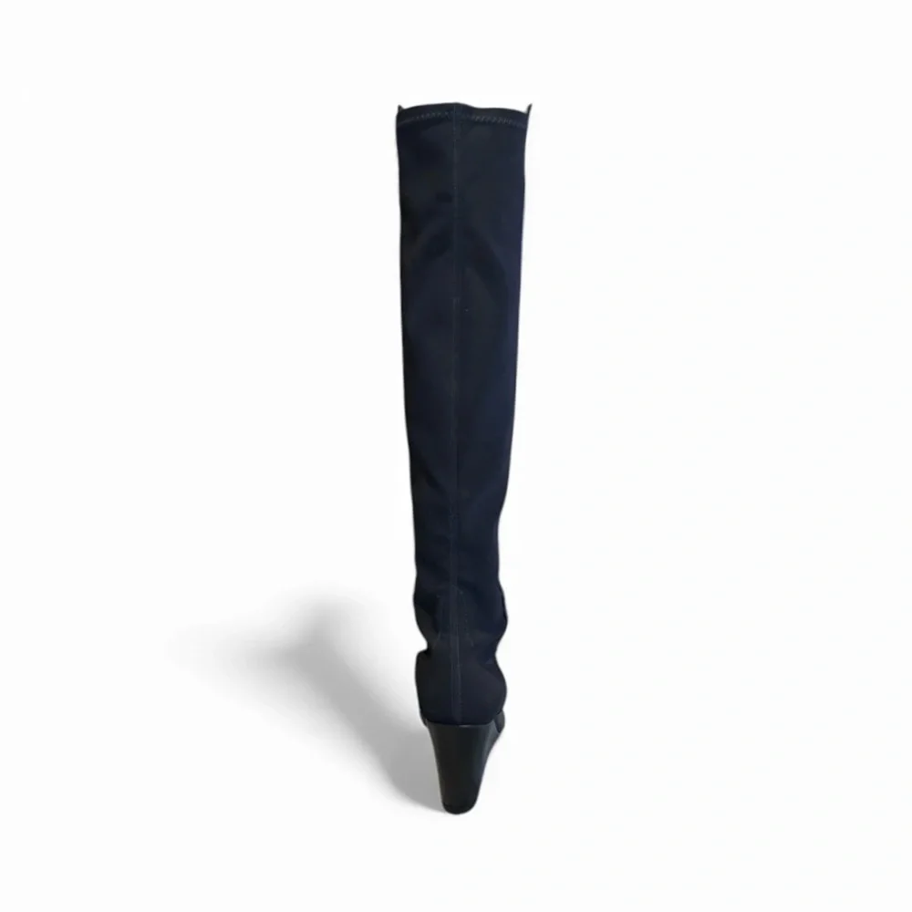 🆕💞Stuart Weitzman Over-The-Knee 5050 Demi-Wedge Black Boots • 6.5 US • NIB